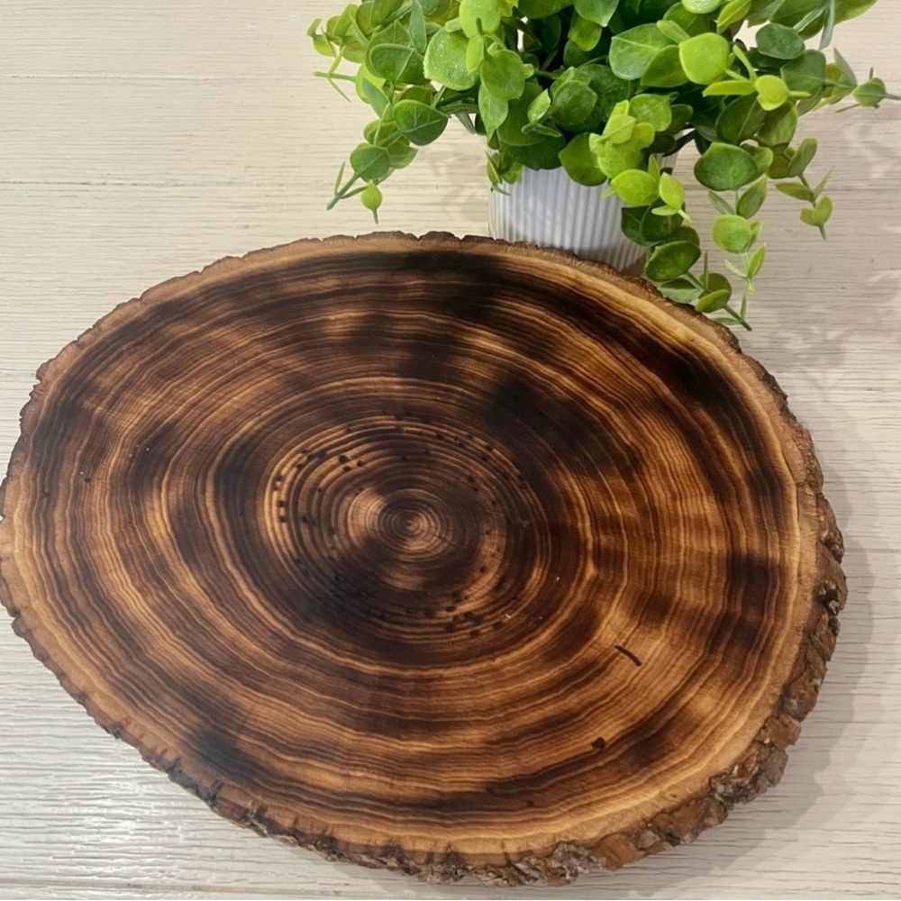 Rustic Wood Slice Riser-Plant Stand-Serving Platter Handmade - Picture 9 of 9
